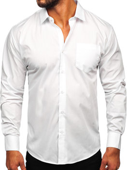 Бяла елегантна мъжка риза с дълъг ръкав Bolf M13