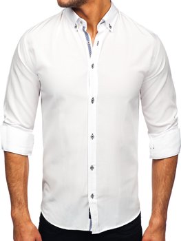 Бяла мъжка риза с дълъг ръкав Bolf 20717