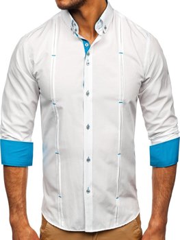 Бяла мъжка риза с дълъг ръкав Bolf 20725