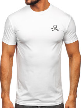 Бяла  мъжка тениска с принт Bolf MT3049