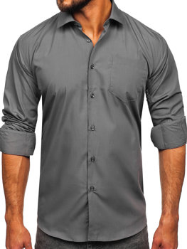 Графитена мъжка елегантна риза с дълъг ръкав Bolf M14