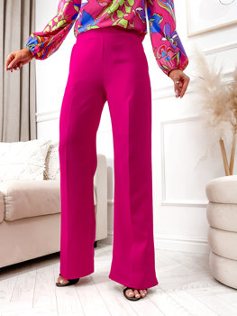 Дамски панталон чарлстон с висока талия в цвят фуксия Bolf 8158
