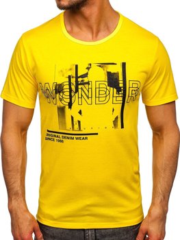 Жълта мъжка тениска с принт Bolf KS2651