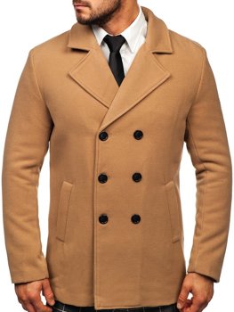 Камел двуредно мъжко зимно палто с висока яка Bolf 8078