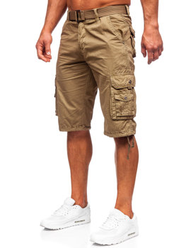 Къси мъжки карго панталони с колан в цвят камел Bolf 77885