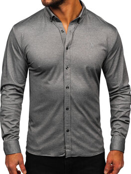 Мъжка ежедневна риза с дълъг ръкав в цвят антрацит Bolf 500