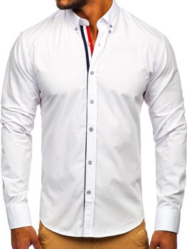 Мъжка елегантна риза с дълъг ръкав бяла Bolf 3713