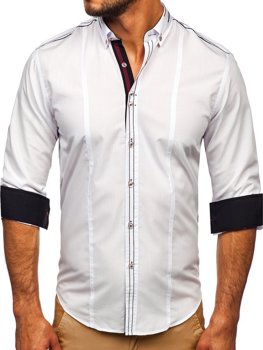 Мъжка елегантна риза с дълъг ръкав бяла Bolf 4707