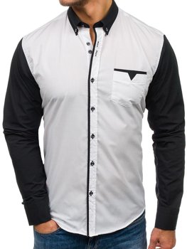 Мъжка елегантна риза с дълъг ръкав бяла Bolf 5726
