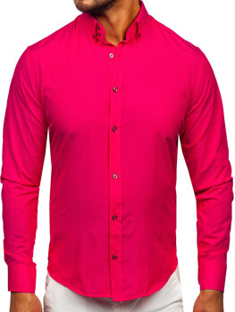 Мъжка елегантна риза с дълъг ръкав в розово Bolf 5821-1