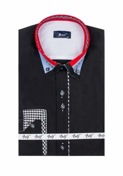 Мъжка елегантна риза с дълъг ръкав черна Bolf 6874