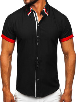 Мъжка елегантна риза с къс ръкав черна Bolf 2926