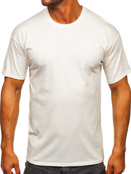 Мъжка памучна изчистена тениска в цвят екрю Bolf B459