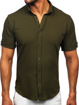 Мъжка риза с къс ръкав от муселин в цвят каки Bolf 2013