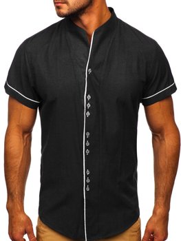 Мъжка риза с къс ръкав черна Bolf 5518