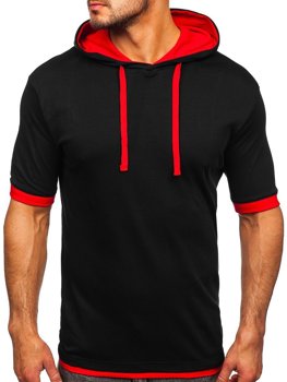 Мъжка тениска без принт черно-червена Bolf 08