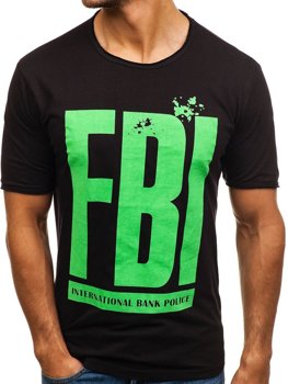 Мъжка тениска с принт черна Bolf 6295