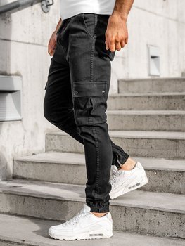 Мъжки панталони джогър с карго джобове черни Bolf 0858