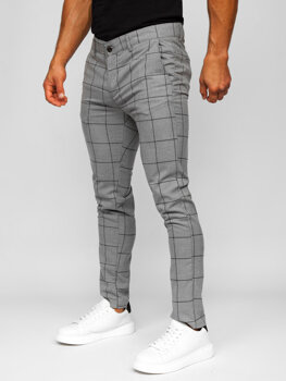 Мъжки панталони на сиво каре Bolf 0037