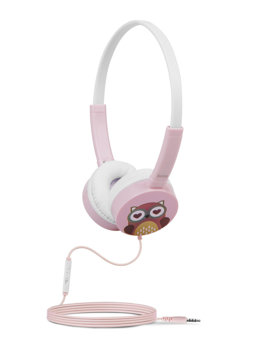 Розови слушалки с кабел и микрофон за деца W15