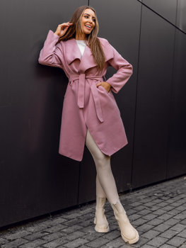 Розово дълъго дамско палто Bolf 5079