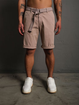 Светлокафяви мъжки къси панталони с колан Bolf 0010