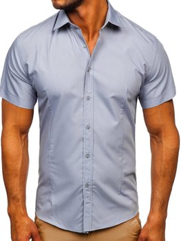 Светлосиня мъжка риза с къс ръкав Bolf 17501