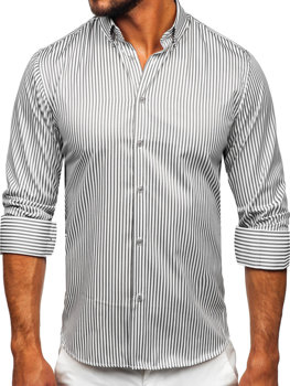 Сива мъжка раирана риза с дълъг ръкав Bolf 22731