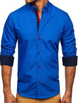 Синя мъжка риза с дълъг ръкав Bolf 20710