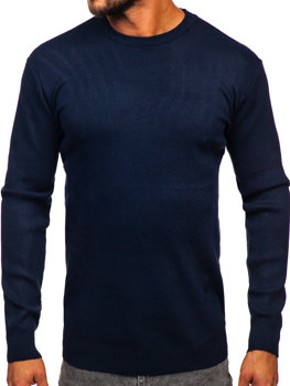 Тъмносин мъжки пуловер basic Bolf S8506