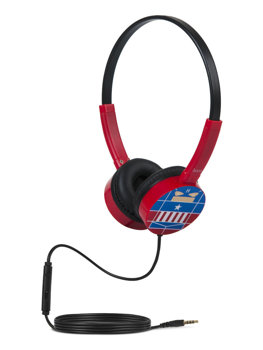 Червени слушалки  с кабел и микрофо Kapitan Ameryka за деца W15KA