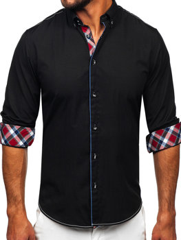 Черна мъжка елегантна риза с дълъг ръкав Bolf 22732