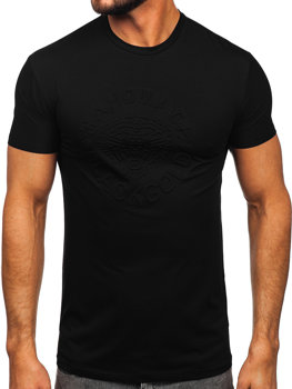 Черна мъжка тениска с принт Bolf MT3056