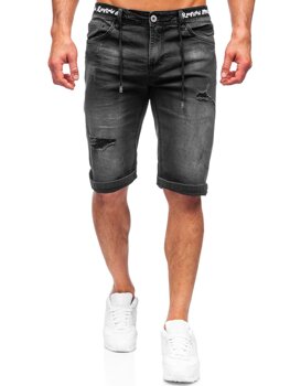 Черни мъжки къси дънкови панталони Bolf K15002-2