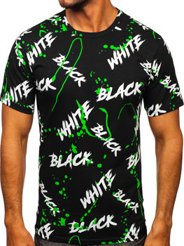 Черно-зелена мъжка тениска с принт Bolf 14939