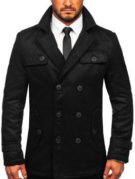 Черно мъжко зимно палто Bolf M3142