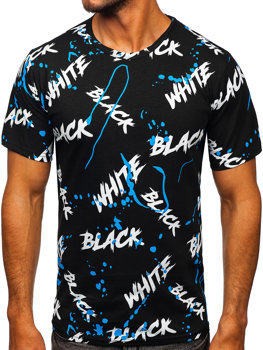Черно-синя мъжка тениска с принт Bolf 14939