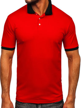 Черно-червена мъжка поло тениска Bolf 0003