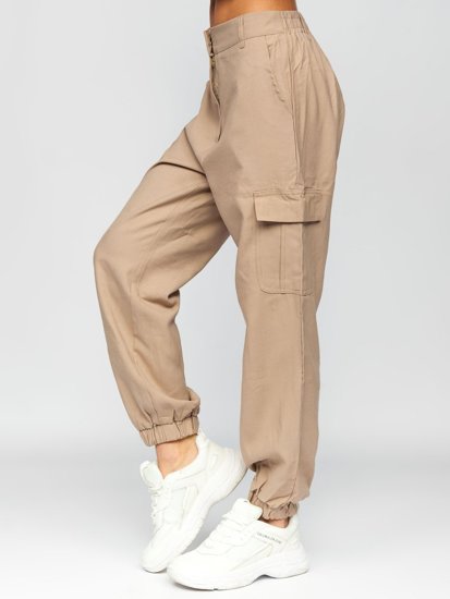Бежове дамски панталони с карго джобове Bolf HM005