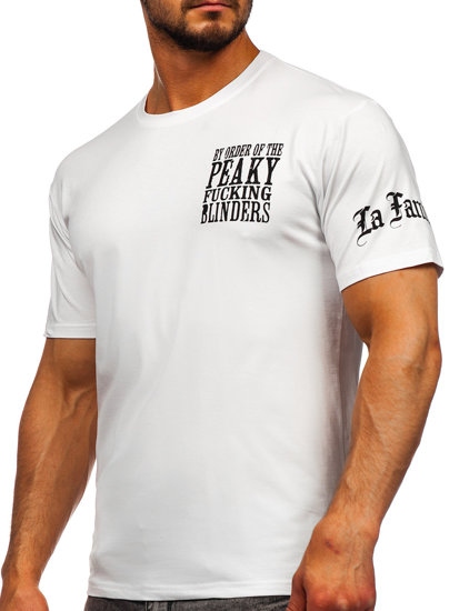Бяла мъжка тениска с апликация Bolf 21008