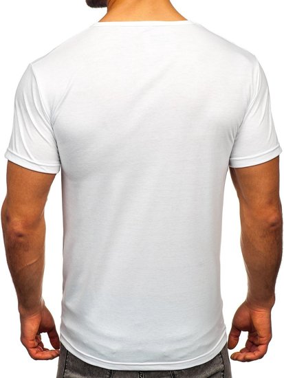 Бяла мъжка тениска с коледен принт Bolf KS2502