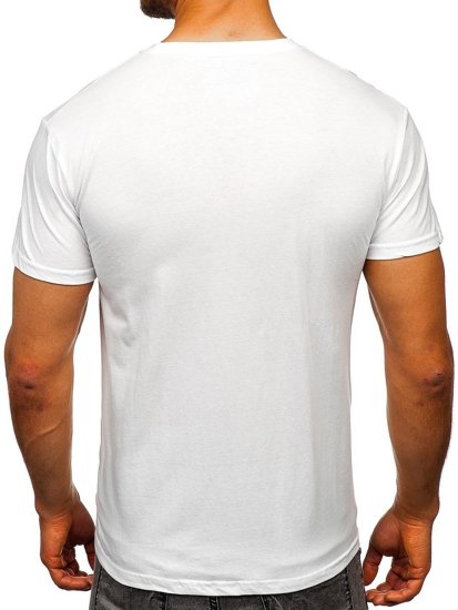 Бяла мъжка тениска с принт Bolf KS2108
