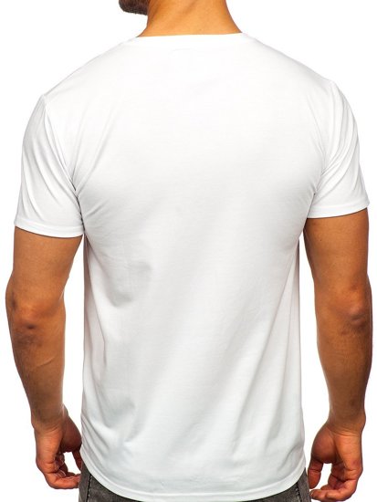 Бяла мъжка тениска с принт Bolf S10026