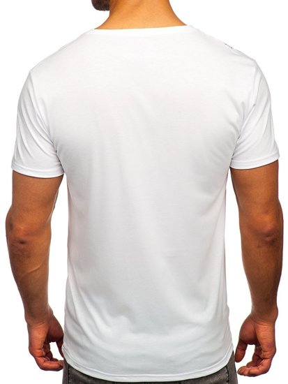 Бяла мъжка тениска с принт Bolf Y70001