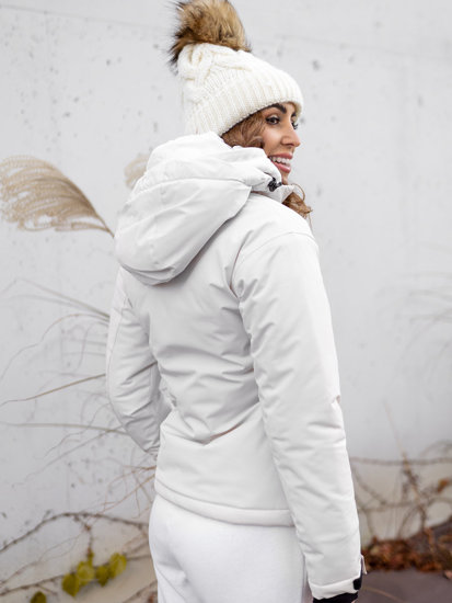 Бяло дамско зимно спортно яке Bolf HH012