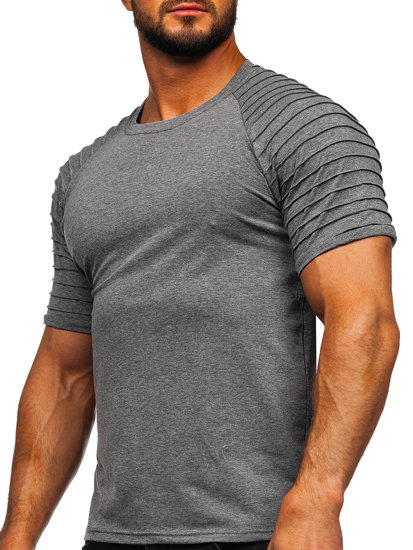 Графитена мъжка тениска без принт Bolf 8T88
