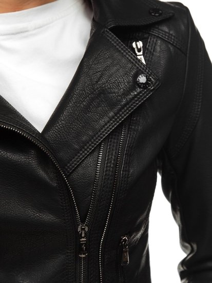 Дамско черно рокерско кожено яке Bolf 2071