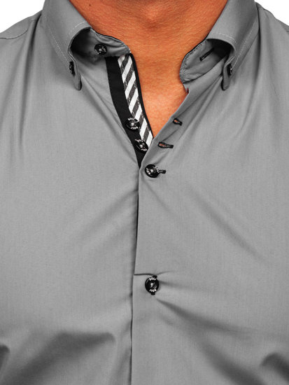 Елегантна сива мъжка риза с дълъг ръкав Bolf 5796-1