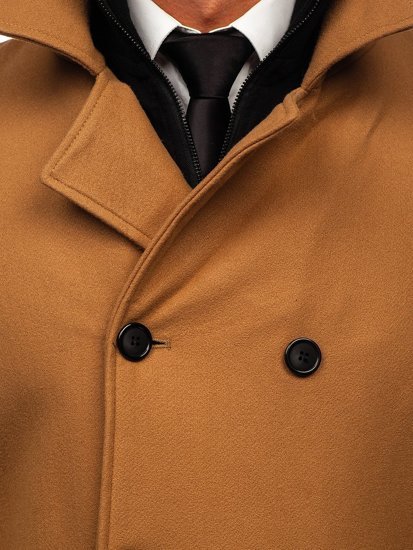 Камел двуредно мъжко зимно палто с подвижна допълнителна яка Bolf 8805