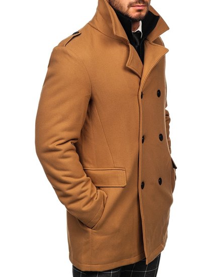 Камел двуредно мъжко зимно палто с подвижна допълнителна яка Bolf 8805